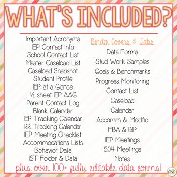 IEP Caseload Binder for Special Ed - Bundle of 18 Themes