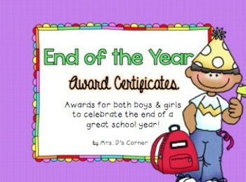 End of the Year Award Certificates - 35 EDITABLE Certificates {Color & B/W}