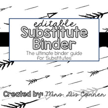 Load image into Gallery viewer, Editable Substitute Binder { Modern Black White } The Ultimate Sub Binder Guide