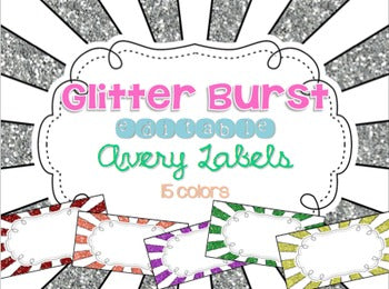 Glitter Bursts Editable Classroom Labels 2x4 { Avery Label 8163 }