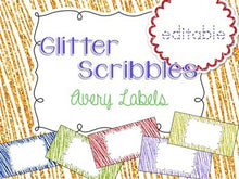 Load image into Gallery viewer, Glitter Scribbles Editable Classroom Labels 2x4 { Avery Label 8163 }