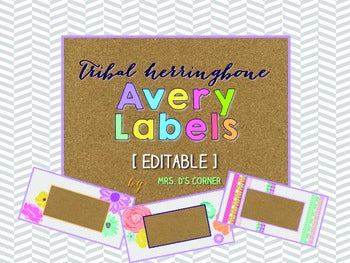 Tribal Herringbone Editable Classroom Labels 2x4 { Avery Label 8163 }