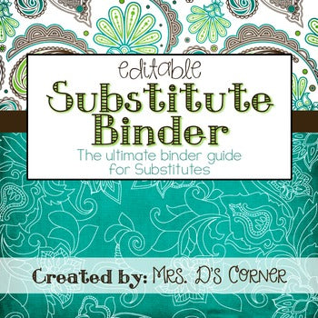 Substitute Binder { Teal Mosaic } Ultimate Sub Tub Binder Guide