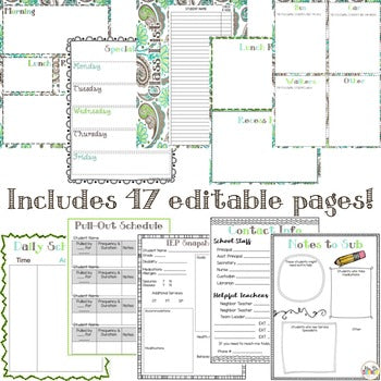 Substitute Binder { Teal Mosaic } Ultimate Sub Tub Binder Guide