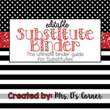 Load image into Gallery viewer, Editable Substitute Binder { Red White Black } The Ultimate Sub Binder Guide