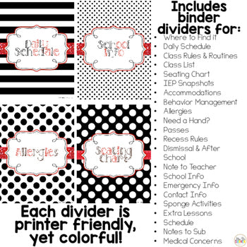 Editable Substitute Binder { Red White Black } The Ultimate Sub Binder Guide