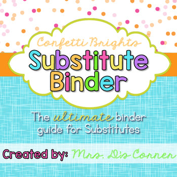 Editable Substitute Binder { Confetti Brights } The Ultimate Sub Binder Guide