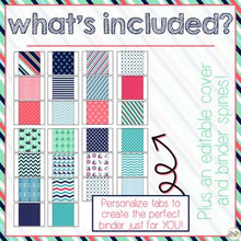 Load image into Gallery viewer, The Ultimate Special Education Binder | Pink Aqua Nautical [editable] IEP Binder