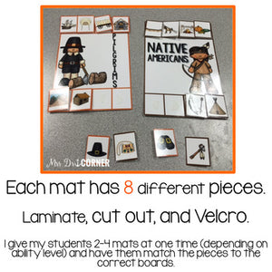 Thanksgiving Sorting Mats [2 mats!] for Students with Special Needs