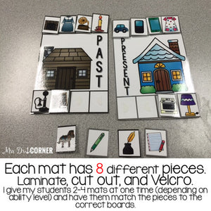 Past and Present Sorting Mats [2 mats!] for Students with Special Needs