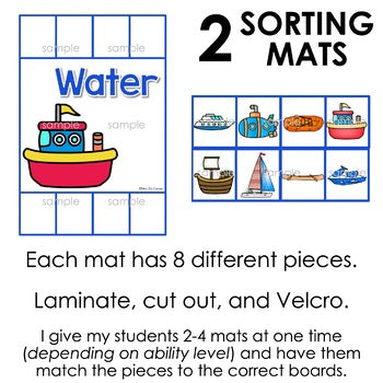 Transportation Sorting Mats [3 mats!] for Students with Special Needs