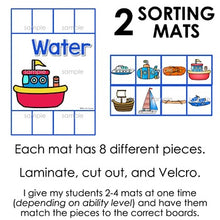 Load image into Gallery viewer, Transportation Sorting Mats [3 mats!] for Students with Special Needs