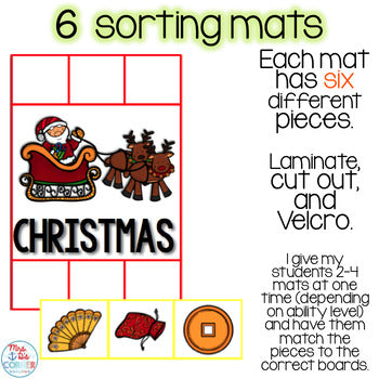 Winter Holiday Sorting Mats [6 mats!] for Students with Special Needs