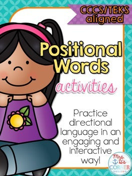 Positional Words Game and Activity { CCSS and TEKS aligned }