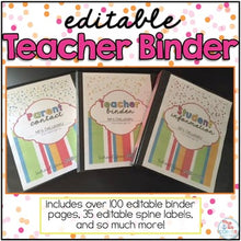 Load image into Gallery viewer, Editable Teacher Binder { Confetti Brights } Ultimate Teacher Survival Binder