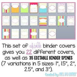 Editable Binder Covers { Confetti Brights } with Editable Spines