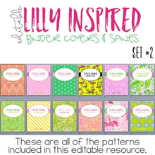 Load image into Gallery viewer, Editable Binder Covers ( Lilly Inspired Set 2 )