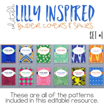 Editable Binder Covers ( Lilly Inspired Set 1 )