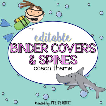 Editable Binder Covers ( Ocean ) with Editable Spines