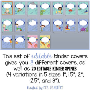 Editable Binder Covers ( Ocean ) with Editable Spines
