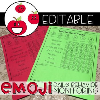Apple Emoji Daily Behavior Monitoring Form ( 6 editable versions )
