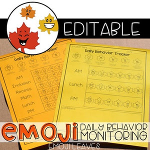 Leaf Emoji Daily Behavior Monitoring Form ( 6 editable versions )