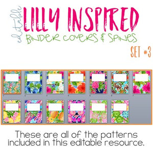 Editable Binder Covers ( Lilly Inspired Set 3 )