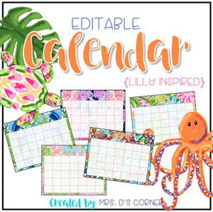 Editable Calendar ( Lilly Inspired )