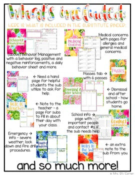 Editable Substitute Binder { Lilly Inspired } For Short and Long Term Subs