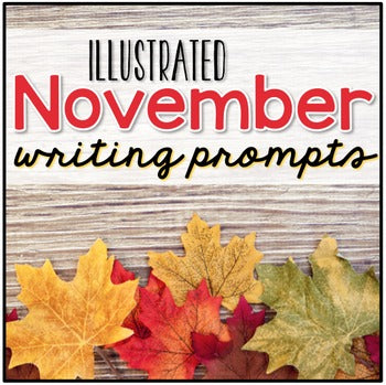 November Photo Writing Prompt Task Cards | Writing Prompts for November