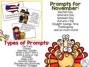 November Photo Writing Prompt Task Cards | Writing Prompts for November