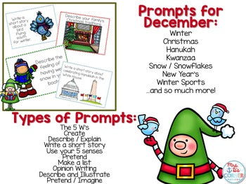 December Photo Writing Prompt Task Cards | Writing Prompts for December