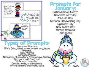January Photo Writing Prompt Task Cards | Writing Prompts for January