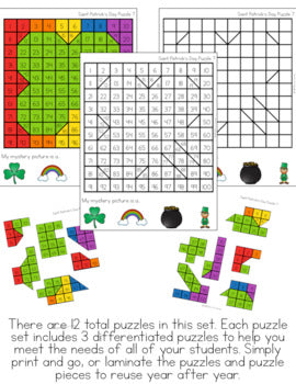 Saint Patrick's Day Mystery Picture Hundred's Chart Puzzles