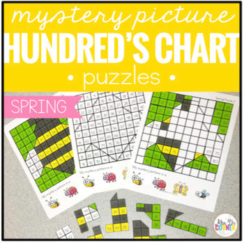 Spring Mystery Picture Hundred's Chart Puzzles