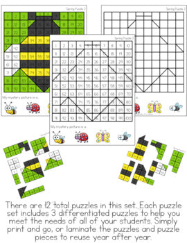 Spring Mystery Picture Hundred's Chart Puzzles