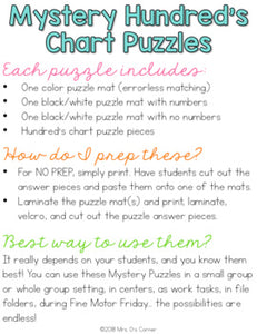 Easter Mystery Picture Hundred's Chart Puzzles