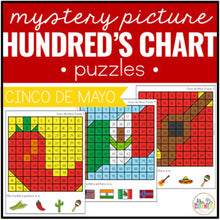 Load image into Gallery viewer, Cinco de Mayo Mystery Picture Hundred&#39;s Chart Puzzles