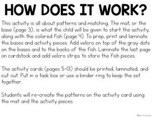Shark and Fish Matching Mats and Activity Cards (Patterns, Colors, and Matching)