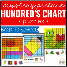 Load image into Gallery viewer, Back to School Hundreds Chart Mystery Picture Puzzles