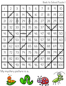 Back to School Hundreds Chart Mystery Picture Puzzles