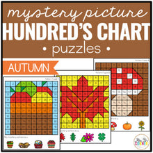 Load image into Gallery viewer, Autumn / Fall Mystery Picture Hundred&#39;s Chart Puzzles