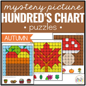 Autumn / Fall Mystery Picture Hundred's Chart Puzzles