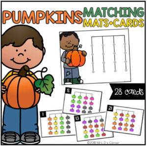 Pumpkins Matching Mats and Activity Cards (Patterns, Colors, and Matching)