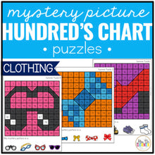 Load image into Gallery viewer, Clothing Mystery Picture Hundred&#39;s Chart Puzzles