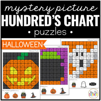 Halloween Mystery Picture Hundred's Chart Puzzles