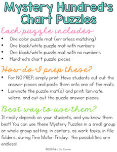 New Years Mystery Picture Hundred's Chart Puzzles