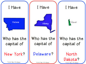 I Have, Who Has ... US States and Capitals