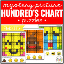 Load image into Gallery viewer, Emojis Mystery Picture Hundred&#39;s Chart Puzzles