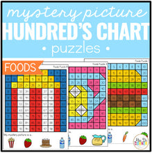 Load image into Gallery viewer, Foods Mystery Picture Hundred&#39;s Chart Puzzles